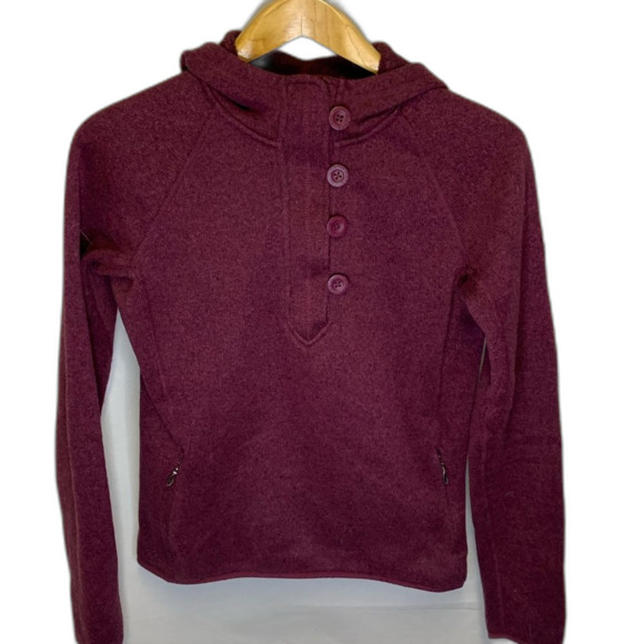 The North Face Magenta 1/2 Zip Button Sweater Fleece Hoodie Size M - Picture 3 of 12